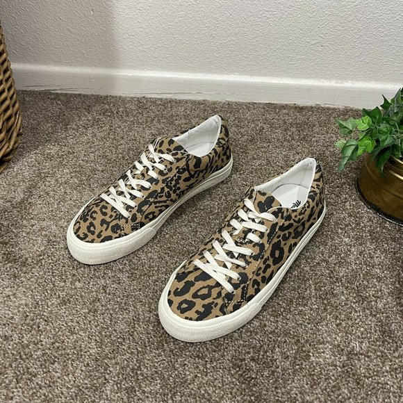 MADEWELL Women’s Size 8 Sidewalk Low-Top Sneakers Leopard Print Recycled Canvas - Picture 3 of 8